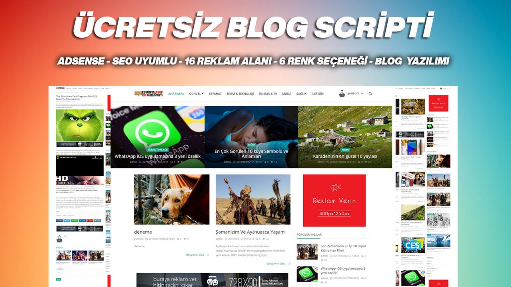 Adsense & Seo Uyumlu - Ücretsiz Blog Scripti