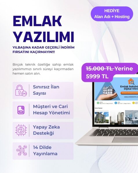 Emlak Yazılımı Hazır Emlak Sitesi & Yapay Zeka & 14 Dil